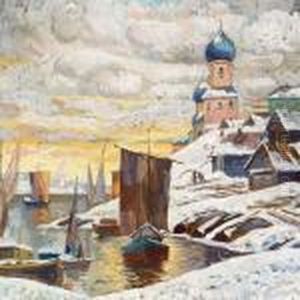 Winter Scene, Presumably From Novgorod by Konstantin Ivanovich Gorbatov
