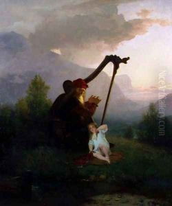 King Heimer and Aslog, 1856 by Johan August Malmstrom