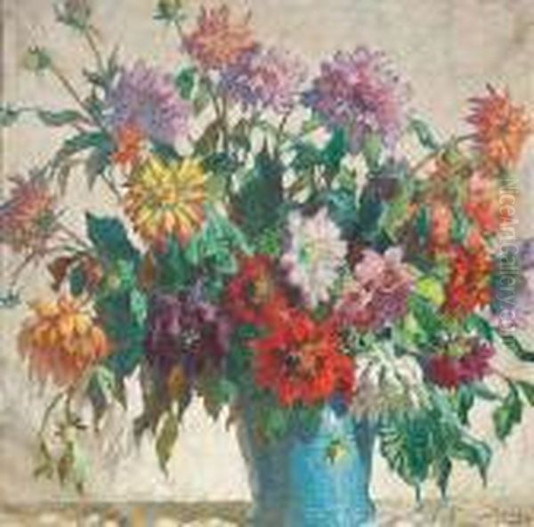 Gorbatov, Konstantin Ivanovich: 
Flowers, 1944. Oil On Canvas. Signed And Dated. - The Painting Is Not 
Mounted On A Canvas Stretcher - view 1