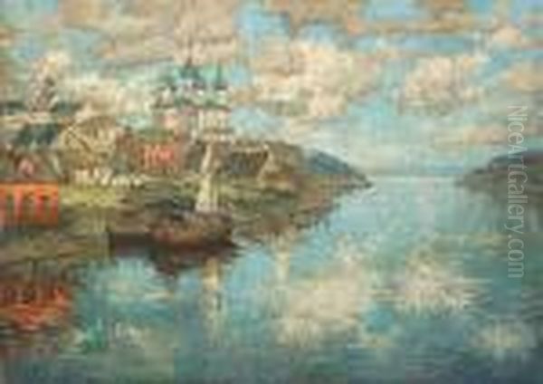 Russian Town At The River Side - view 1