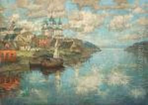 Russian Town At The River Side