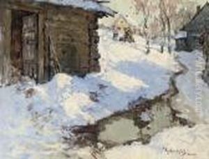 The Last Snow; And Snow Covered Village by Konstantin Ivanovich Gorbatov
