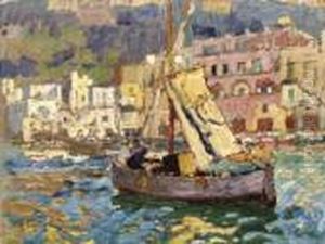 View Of Capri Harbour by Konstantin Ivanovich Gorbatov