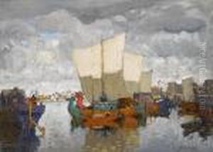 A Busy Anchorage by Konstantin Ivanovich Gorbatov
