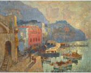 Fishing Harbour, Capri by Konstantin Ivanovich Gorbatov