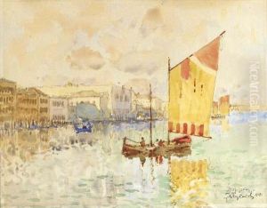 Scene With A Boat by Konstantin Ivanovich Gorbatov