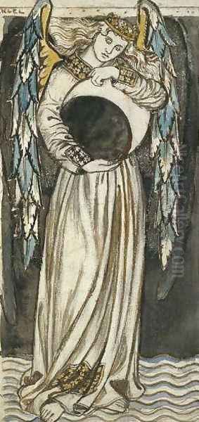 An Angel holding a waning moon - view 1