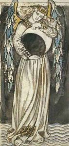 An Angel holding a waning moon An Angel holding a waning moon
