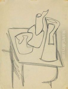 Table Still Life With Pitcher And Bowl by Arshile Gorky