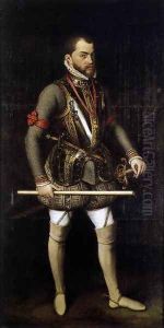 Portrait of Philip II in Armour 1557 by Anthonis Mor Van Dashorst