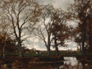 Cows In Autumn In A Meadow by Arnold Marc Gorter