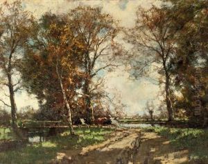 Cows On A Birchpath by Arnold Marc Gorter