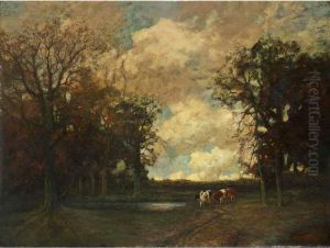 Cows In A Forest Landscape