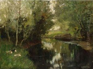Ducks On The River Bank