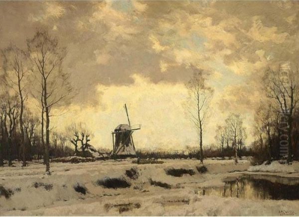 A Windmill In A Winter Landscape - view 1
