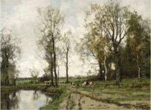 A Cowherdess With Her Cattle by Arnold Marc Gorter