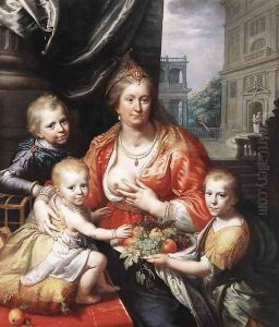 Sophia Hedwig, Countess of Nassau Dietz, with her Three Sons 1621 by Paulus Moreelse