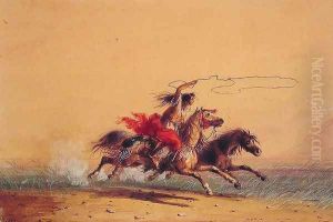 Lassoing wild horses by Alfred Jacob Miller