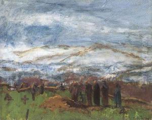 Burial in the Carpathian Mountains c. 1917 by Laszlo Mednyanszky