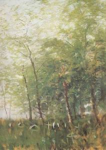 Edge of a Forest with Crosses by Laszlo Mednyanszky
