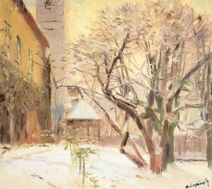 Courtyard in Winter after 1910 by Laszlo Mednyanszky