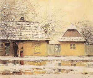 Village Street in Winter by Laszlo Mednyanszky