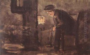 Man Seated by the Stove by Laszlo Mednyanszky