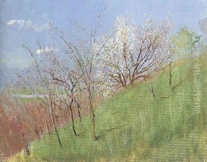 Hillside at Springtime Little Landscape 1903-04 by Laszlo Mednyanszky