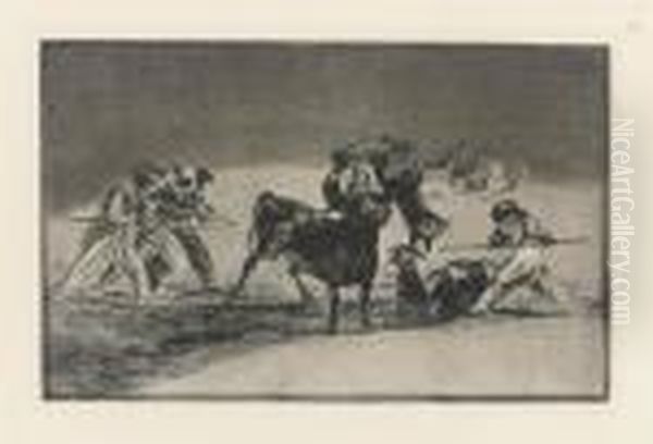 Palenque De Los Moros Hecho Con Burros, Plate 17 From : Tauromaquia - view 1