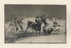 Palenque De Los Moros Hecho Con Burros, Plate 17 From : Tauromaquia by Francisco Goya Fuendetodos