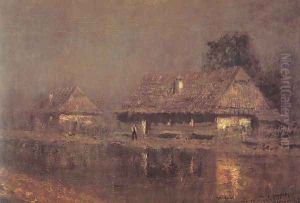 Houses by the River after 1898 by Laszlo Mednyanszky