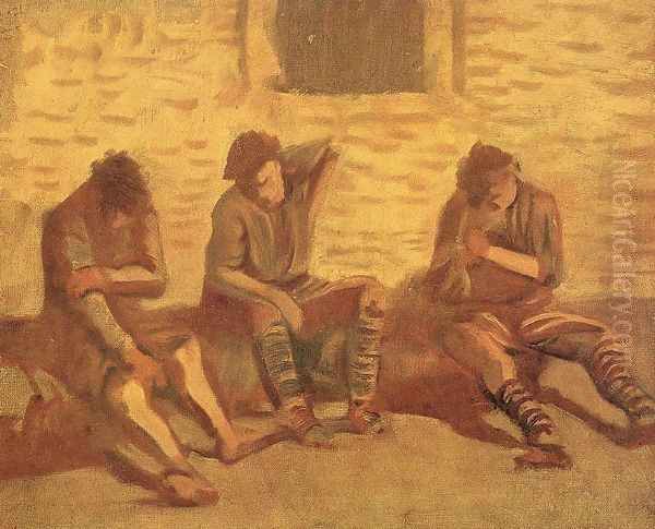 Soldiers Hunting for Lice c. 1915 - view 1