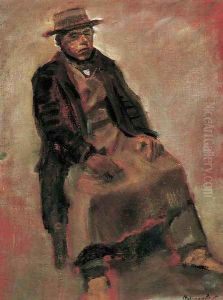 Man Seated Wearing Hat by Laszlo Mednyanszky