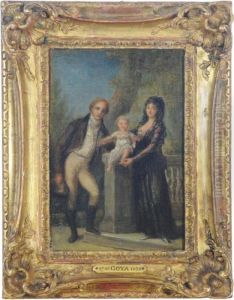 An Elegant Couple With A Child by Francisco Goya Fuendetodos