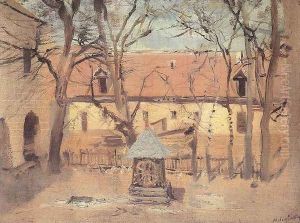 Part of a Courtyard with Well c. 1910 by Laszlo Mednyanszky