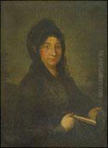 Retrato De Dama Con Mantilla Negra Y Un Abanico