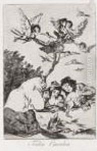 4 Acqueforti - Acquetinte Tavole Numero 19, 57, 58 E 62 Dalla Serie Los Caprichos by Francisco Goya Fuendetodos