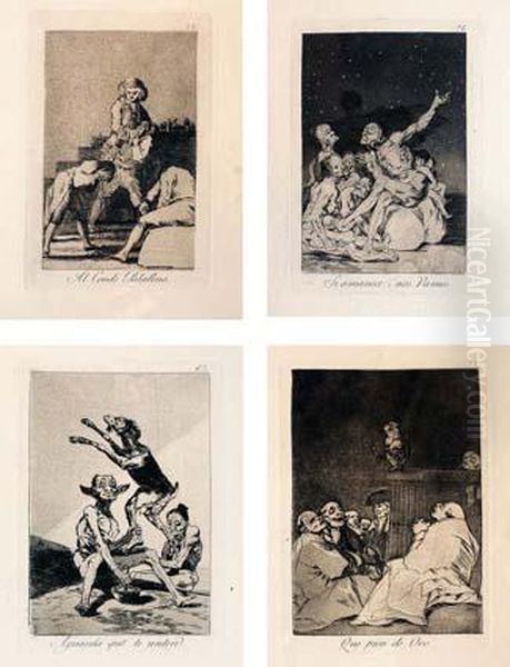 4 Acqueforti - Acquetinte, Tavole Numero 33, 53, 67 E 71 Dalla Serie Los Caprichos - view 1