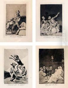 4 Acqueforti - Acquetinte, Tavole Numero 33, 53, 67 E 71 Dalla Serie Los Caprichos by Francisco Goya Fuendetodos