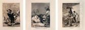 3 Acqueforti - Acquetinte, Tavole Numero 47, 49, 60 Dalla Serie Los Caprichos by Francisco Goya Fuendetodos