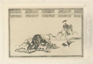 Echan Perros Al Toro. by Francisco Goya Fuendetodos