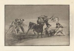 Palenque De Los Moros Hecho Con Burros Para Defenderse Del Toro Embolado by Francisco Goya Fuendetodos