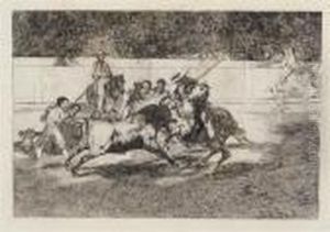 El Esforzado Rendon Picando Un
Toro, De Cuya Suerte Murio En Laplaza De Madrid, Plate 28 From La
Tauromaquia (harris 231) by Francisco Goya Fuendetodos
