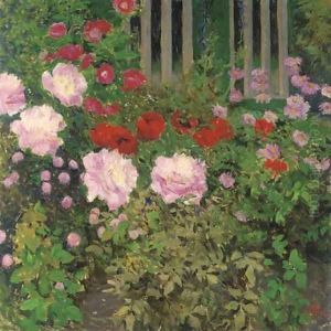 Blutende Blumen am Gartenzaun by Koloman Moser