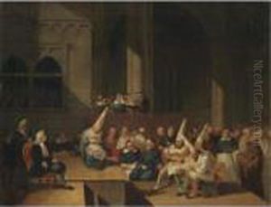 A Church Interior With An Auto Da Fe
