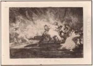 "escapan Entre Las Uamas" In Der Platte Signiert: Goya