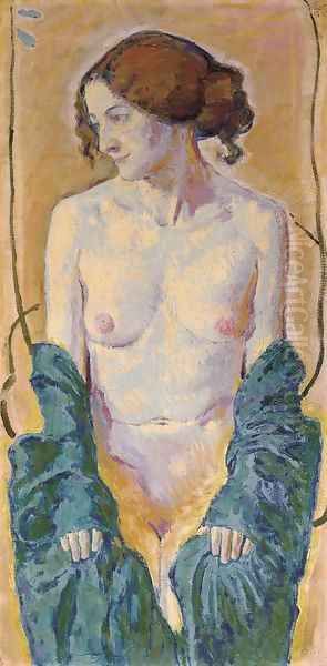 Weiblicher Akt mit blauem Schal - view 1