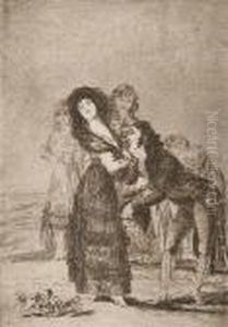 Quien Mas Rendido? Welcher Von
Ihnen Ist Am Meisten Uberwaltigt? Planche 27 Aus "los Caprichos" by Francisco Goya Fuendetodos