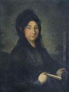 Retrato De Dama Con Mantilla Negra Y Un Abanico En Su Mano Derecha by Francisco Goya Fuendetodos