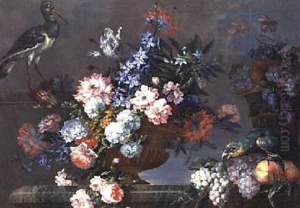 A Still Life of Fruit and Flowers with Birds - view 1